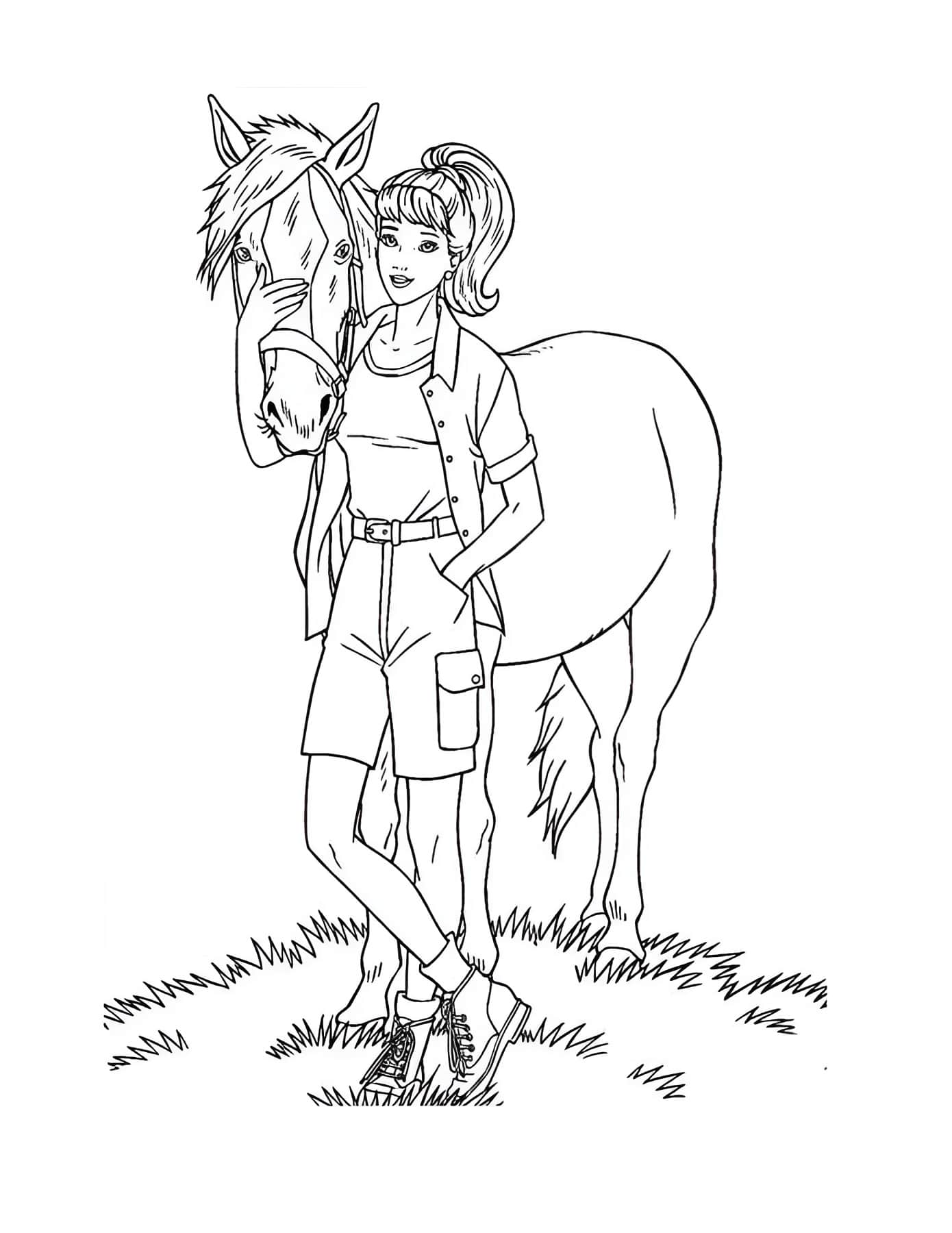 Barbie met Paard Kleurplaat Kleurplaat