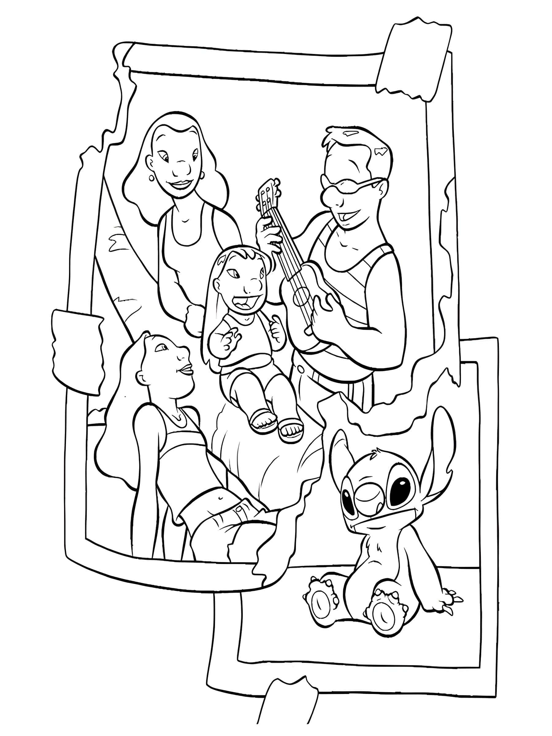 Kleurplaat Lilo en Familie Kleurplaat