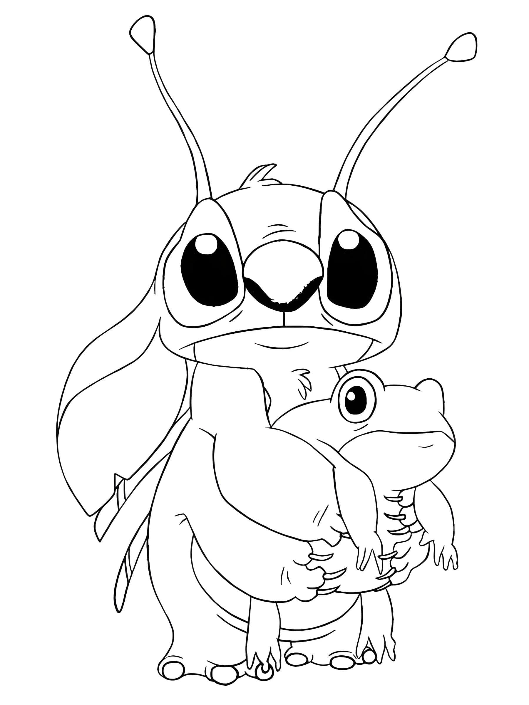 Kleurplaat Angel uit Lilo en Stitch met Kikker Kleurplaat