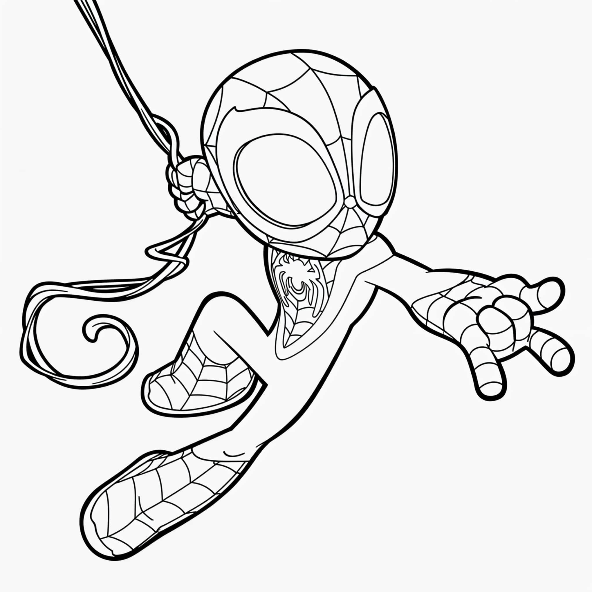 Spiderman Hangend aan Draad Kleurplaat Kleurplaat