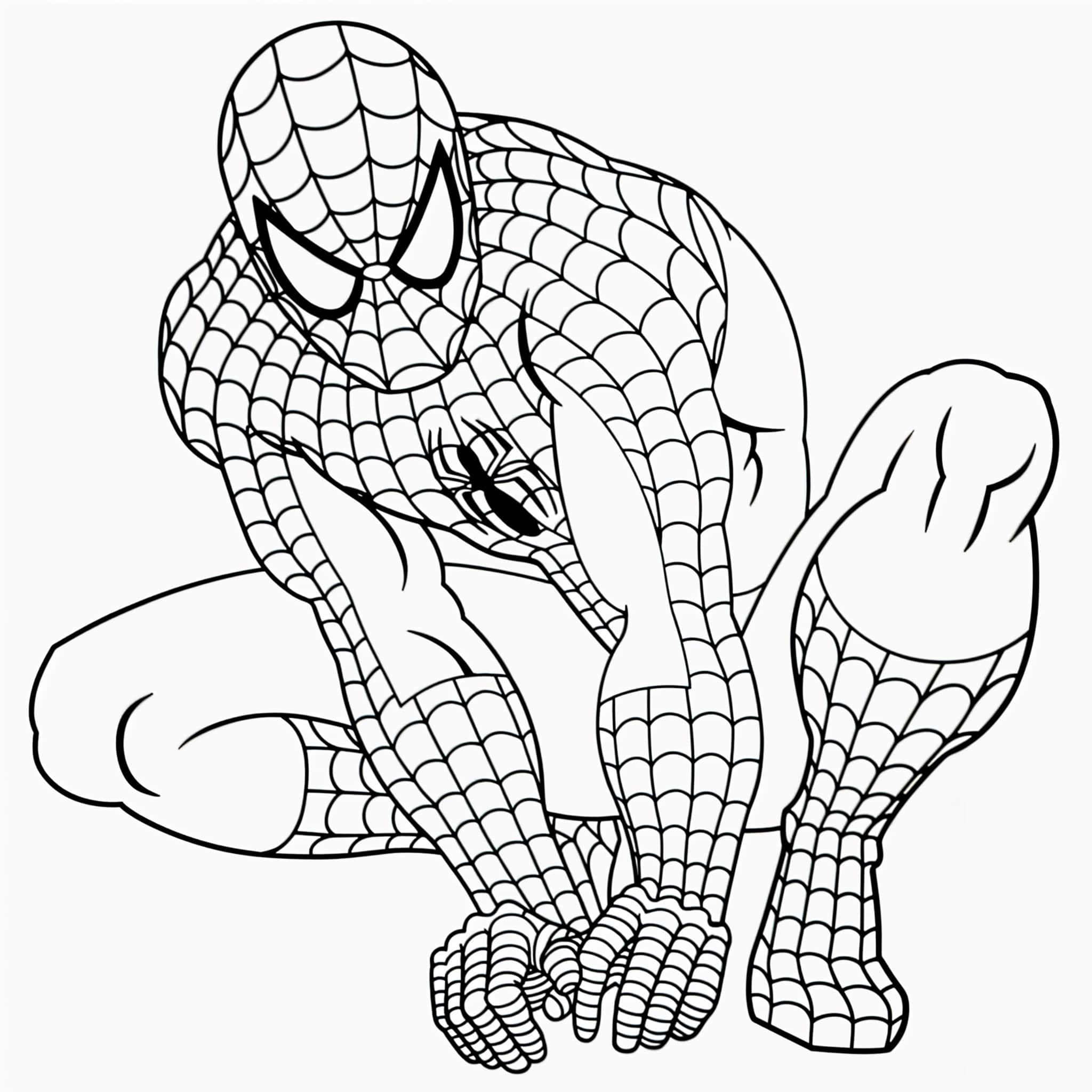 Spiderman Gehurkt Kleurplaat Kleurplaat