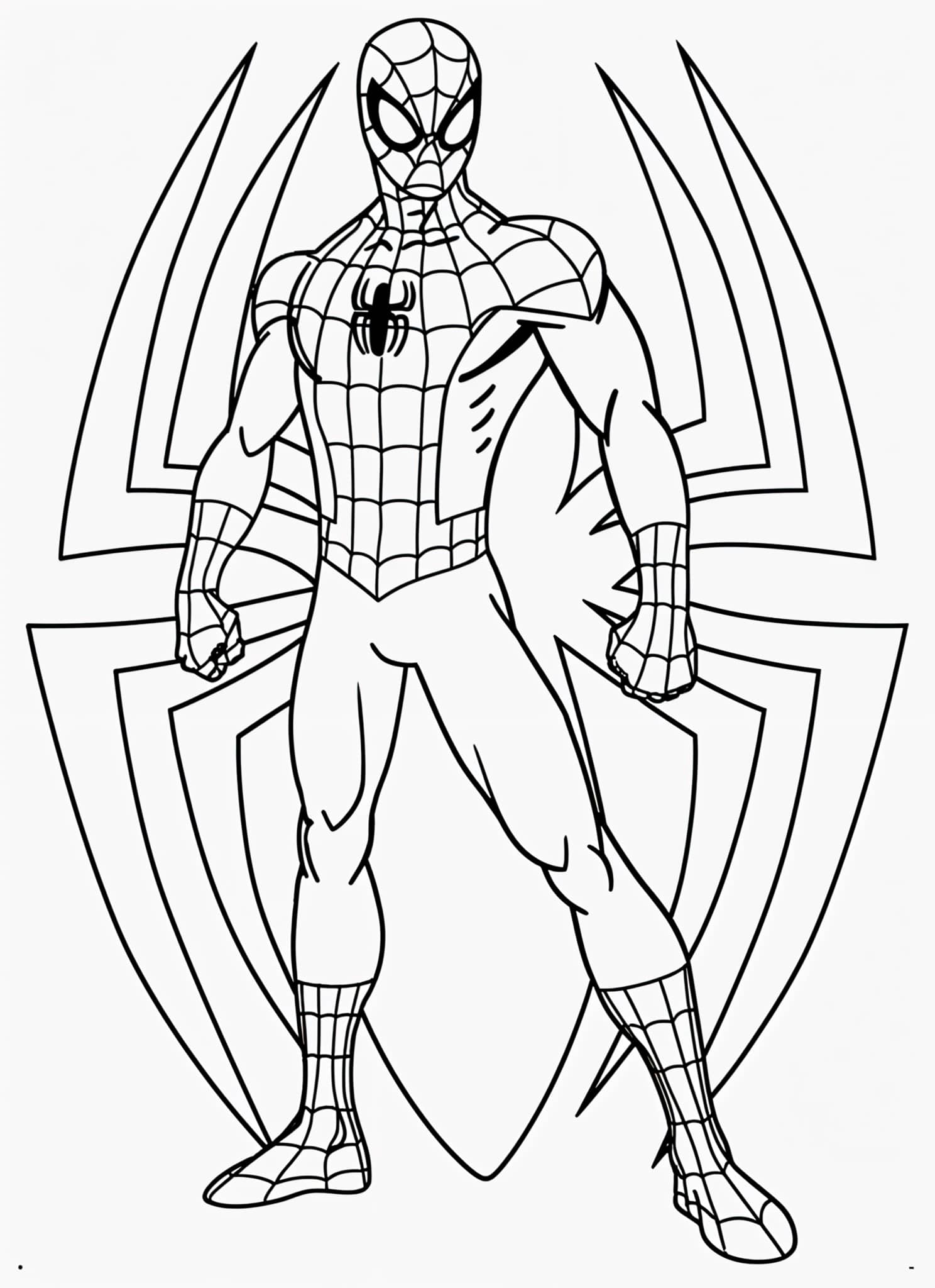 Spiderman met Logo Kleurplaat Kleurplaat