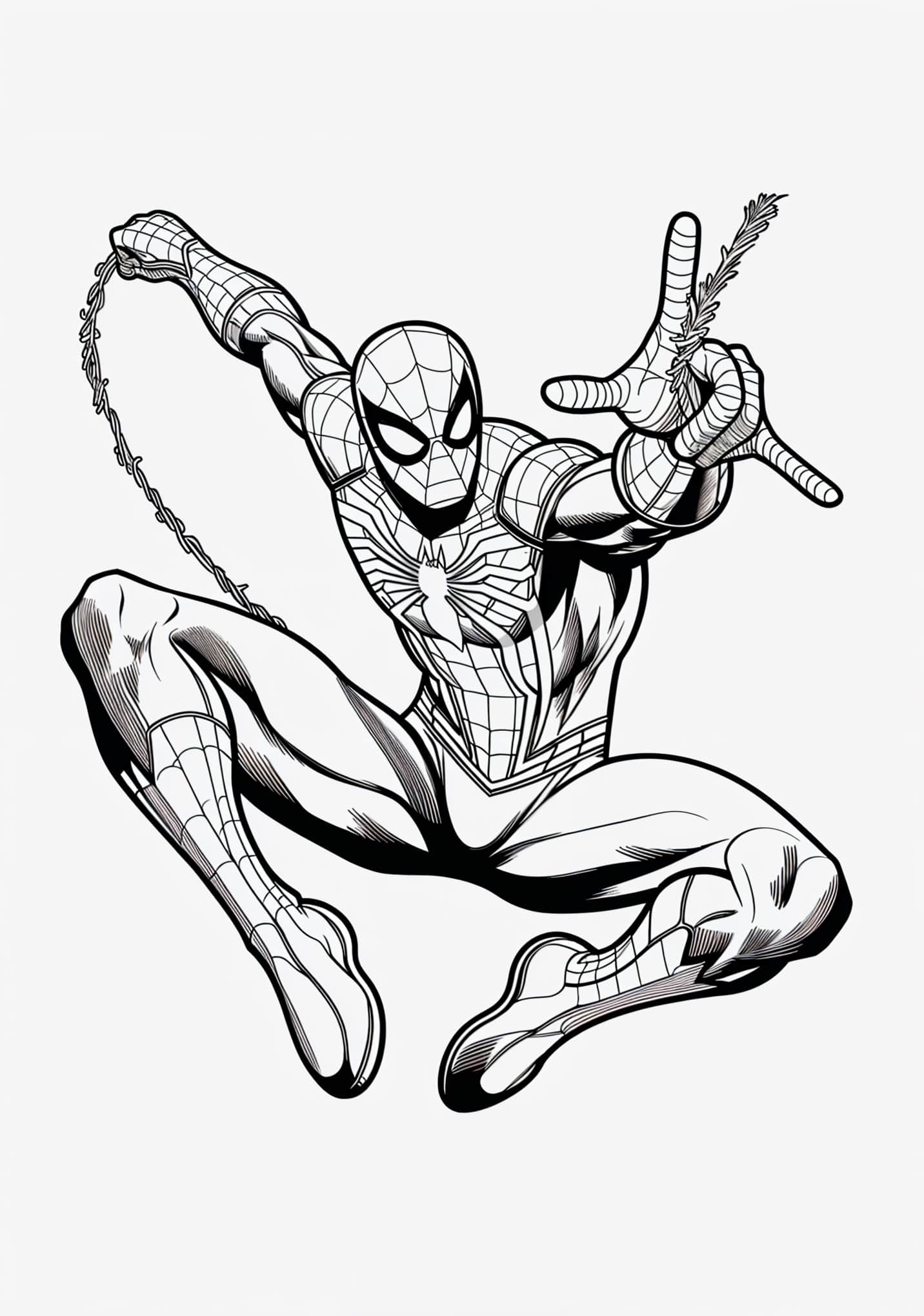 Spiderman in de Lucht Kleurplaat Kleurplaat